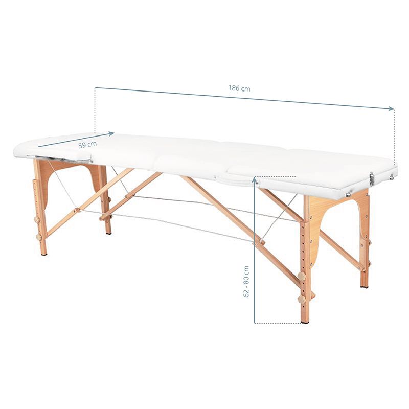 Matkahierontapöytä Wood Comfort 3 valkoinen