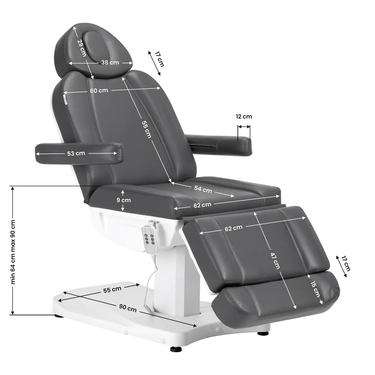 Hoitotuoli Azzurro 803D 3 moottoria, harmaa